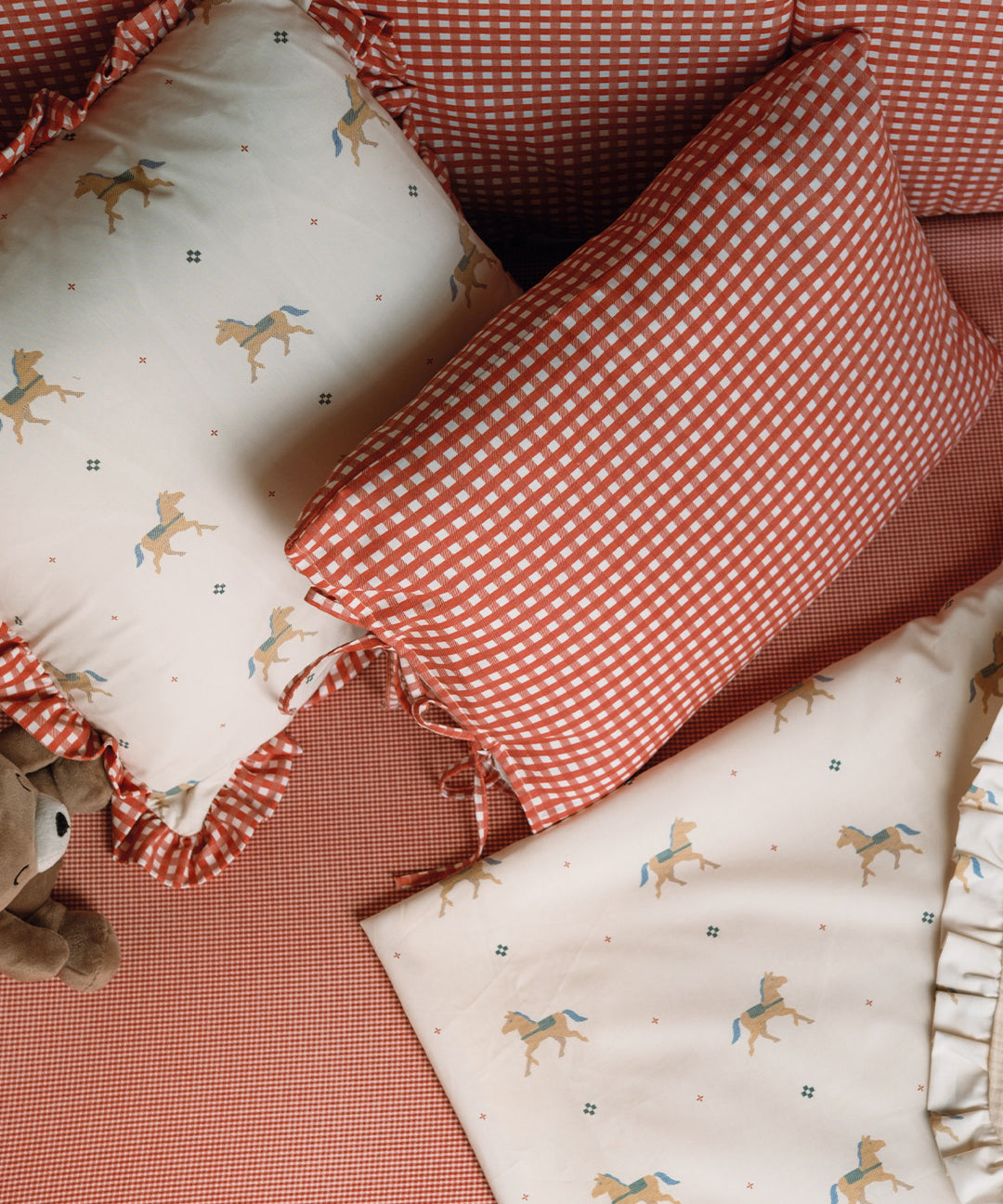 Crib fitted sheet 60x120 Mini Red Gingham